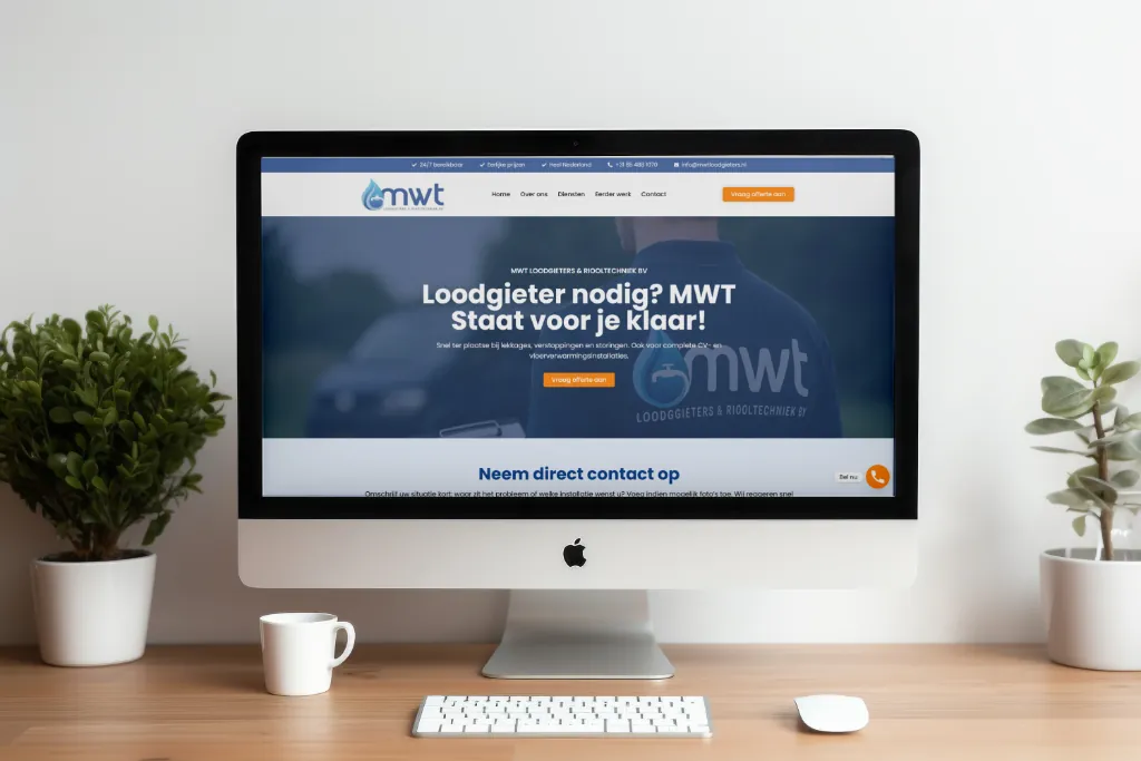 Website van MWT Loodgieters & Riooltechniek gemaakt door Davium Webdesign